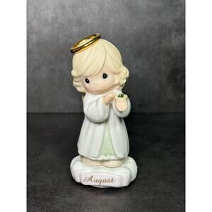 Precious Moments Figurine August Birthday Angel With Birthstone 1996